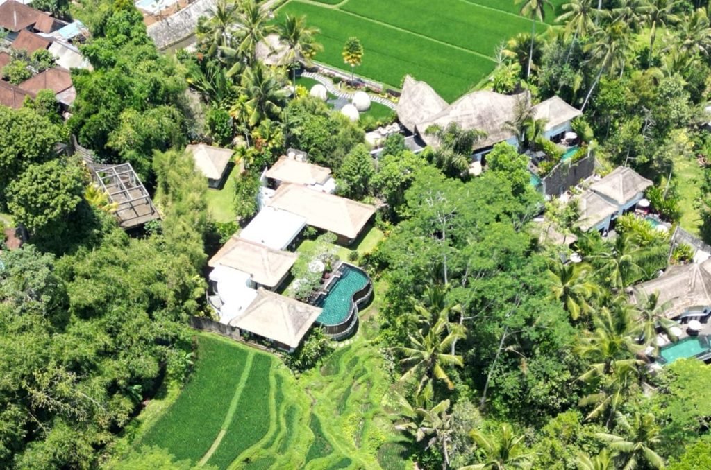 aerial shot of villa amrita