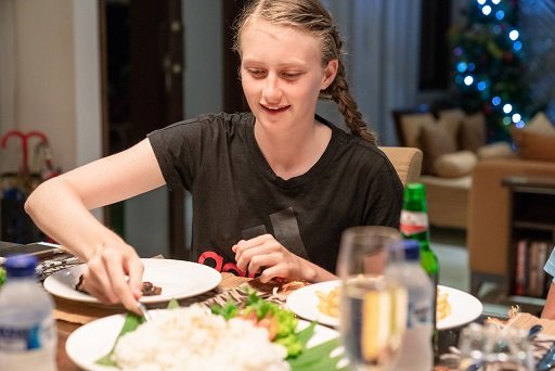 guests eating dinner at amrita