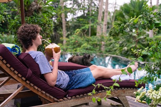 drinking coconut juice