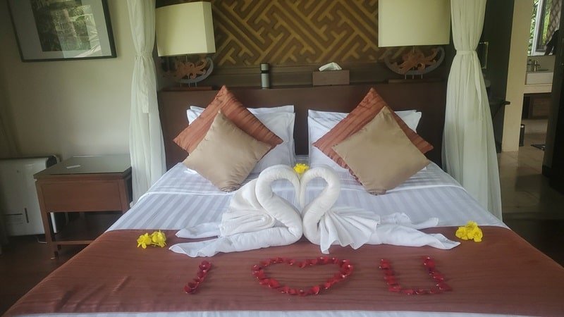 bed made for honeymooners