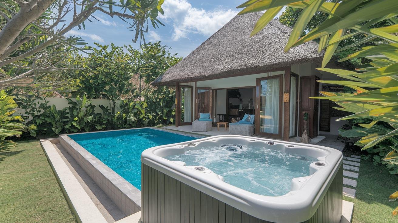 Key Amenities in a Villa with Private Pool Beyond the Water Feature.jpg