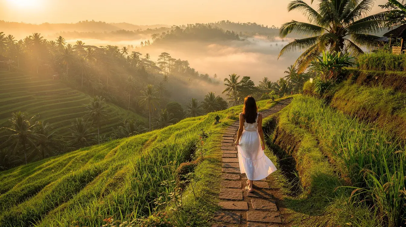 ubud vs canggu activities including sunrise rice terrace walks and surfing