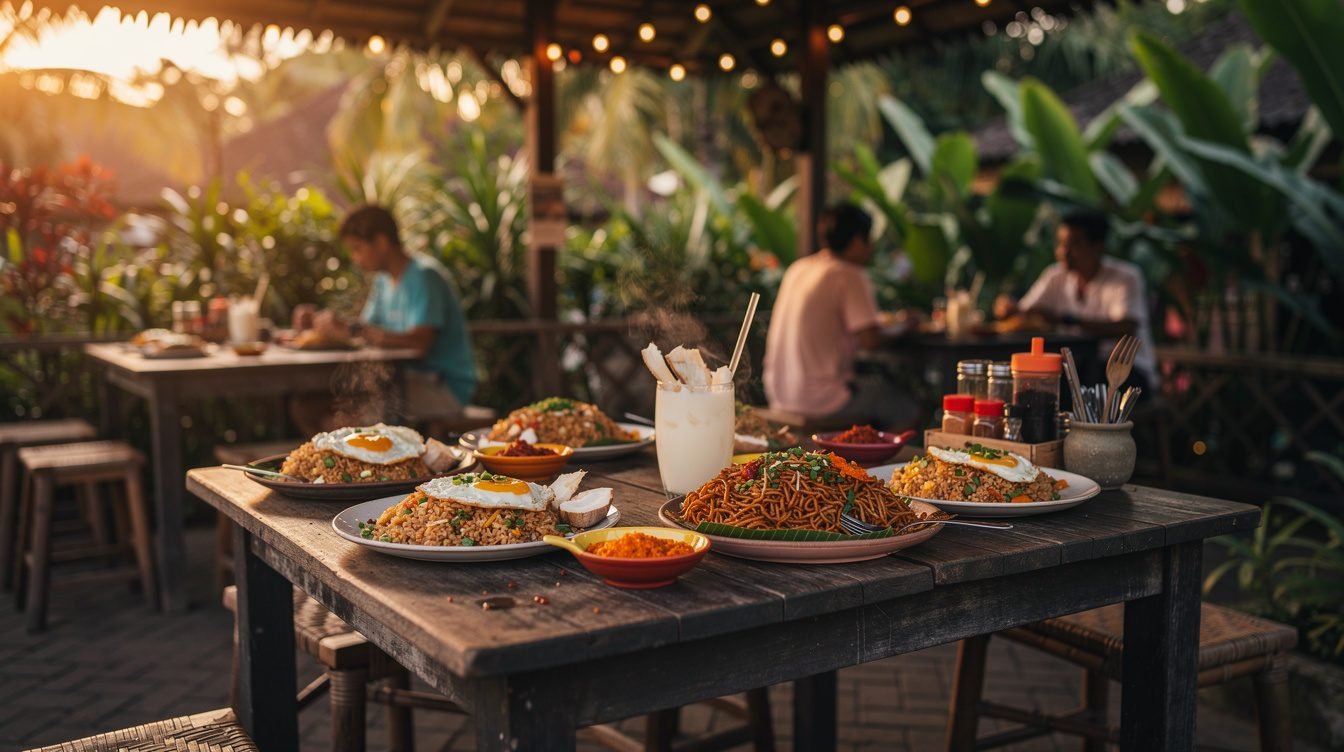 Cozy Balinese warung dining with nasi goreng