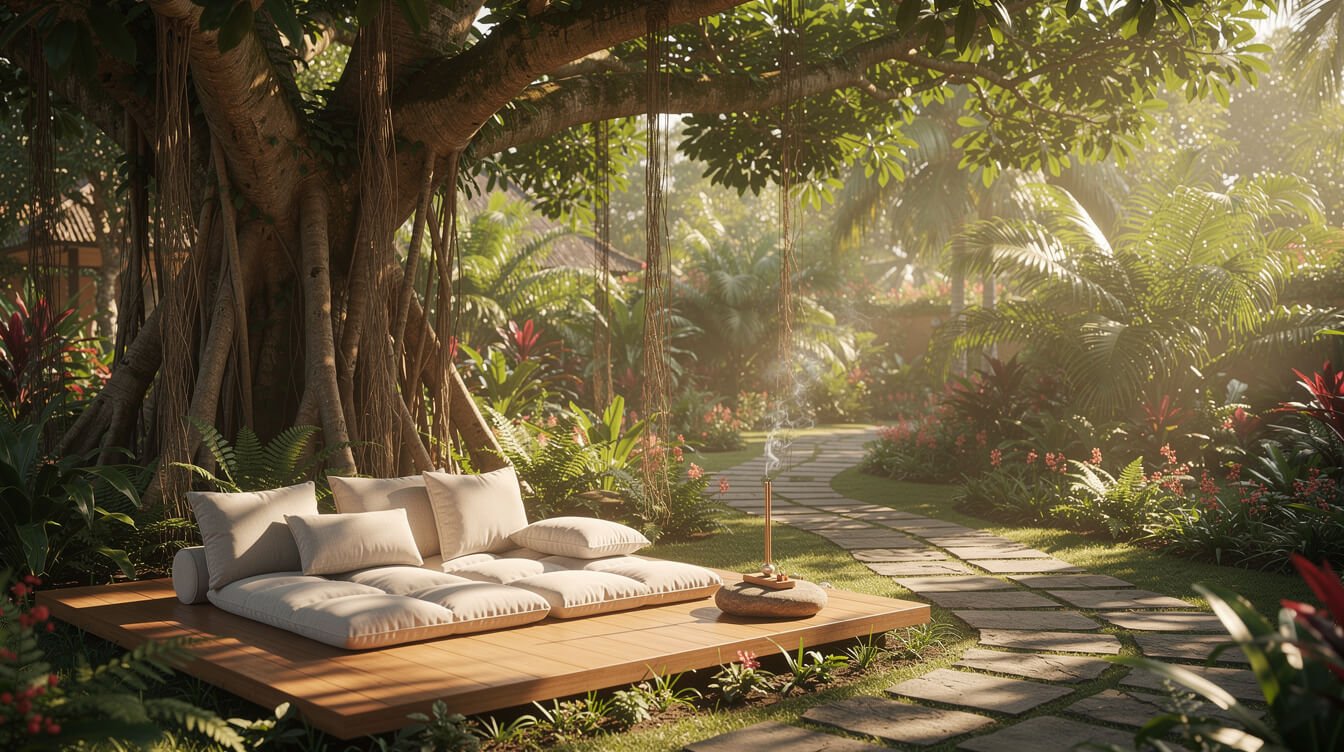garden meditation space in Ubud Bali