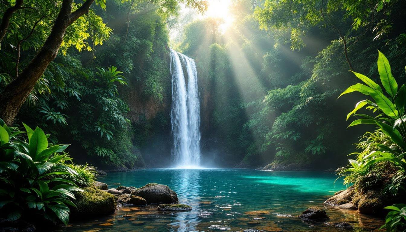 hidden waterfall in Bali jungle for honeymoon adventure