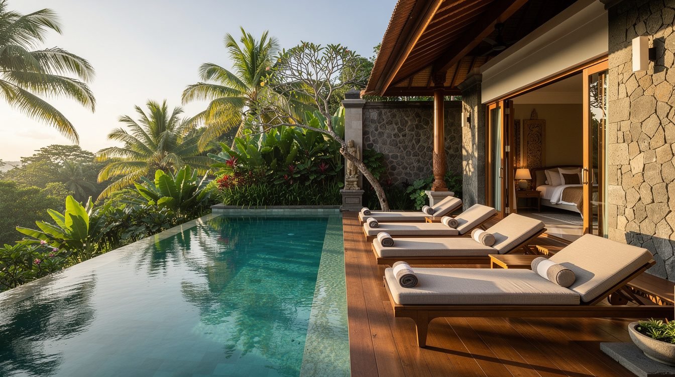 Villa Amrita pool deck Ubud
