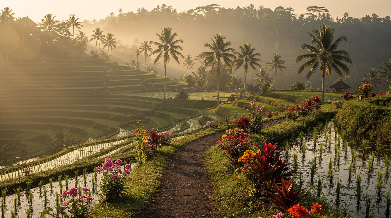 Ubud morning rice terraces path