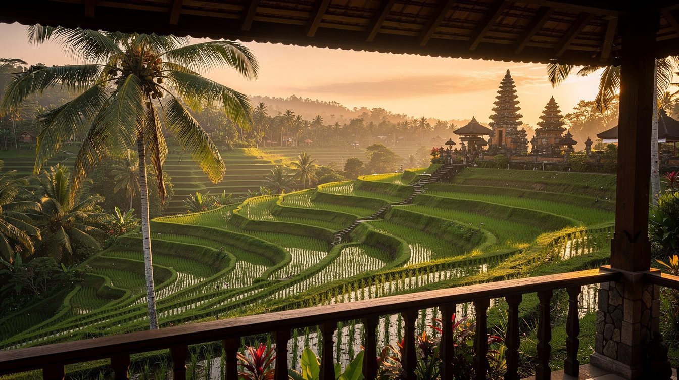 luxurious villa in Bali Ubud rice terrace view