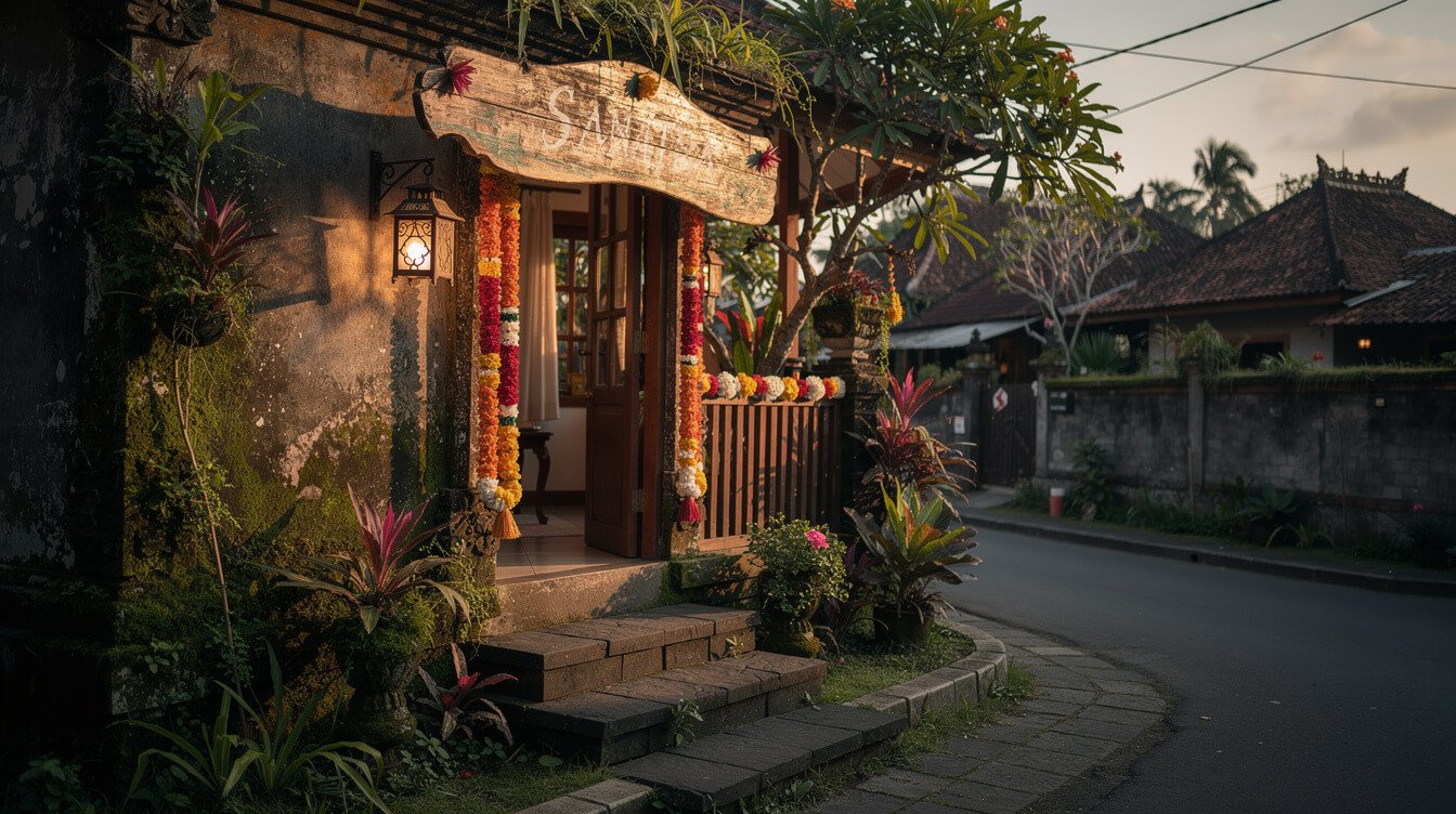 affordable day spa entrance Ubud village street Bali