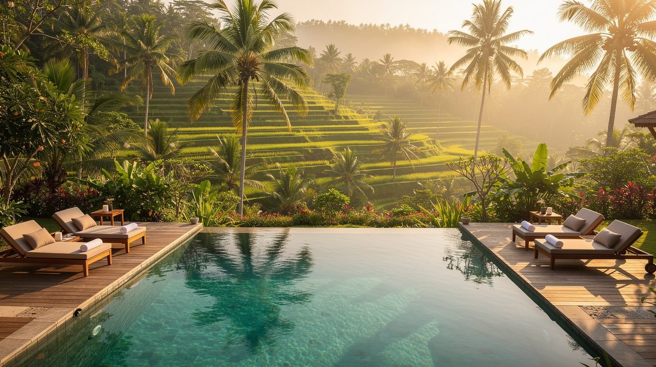 Villa Amrita pool deck Ubud