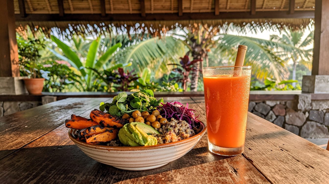 vegan Buddha bowl at eco-cafe in Ubud