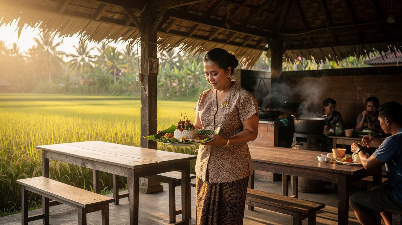 traditional warung in Ubud serving nasi campur
