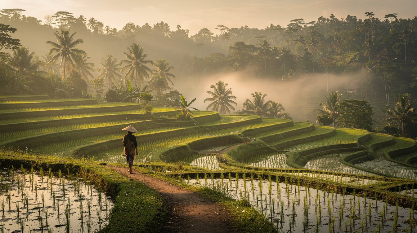 rice terraces nature walks Ubud Bali