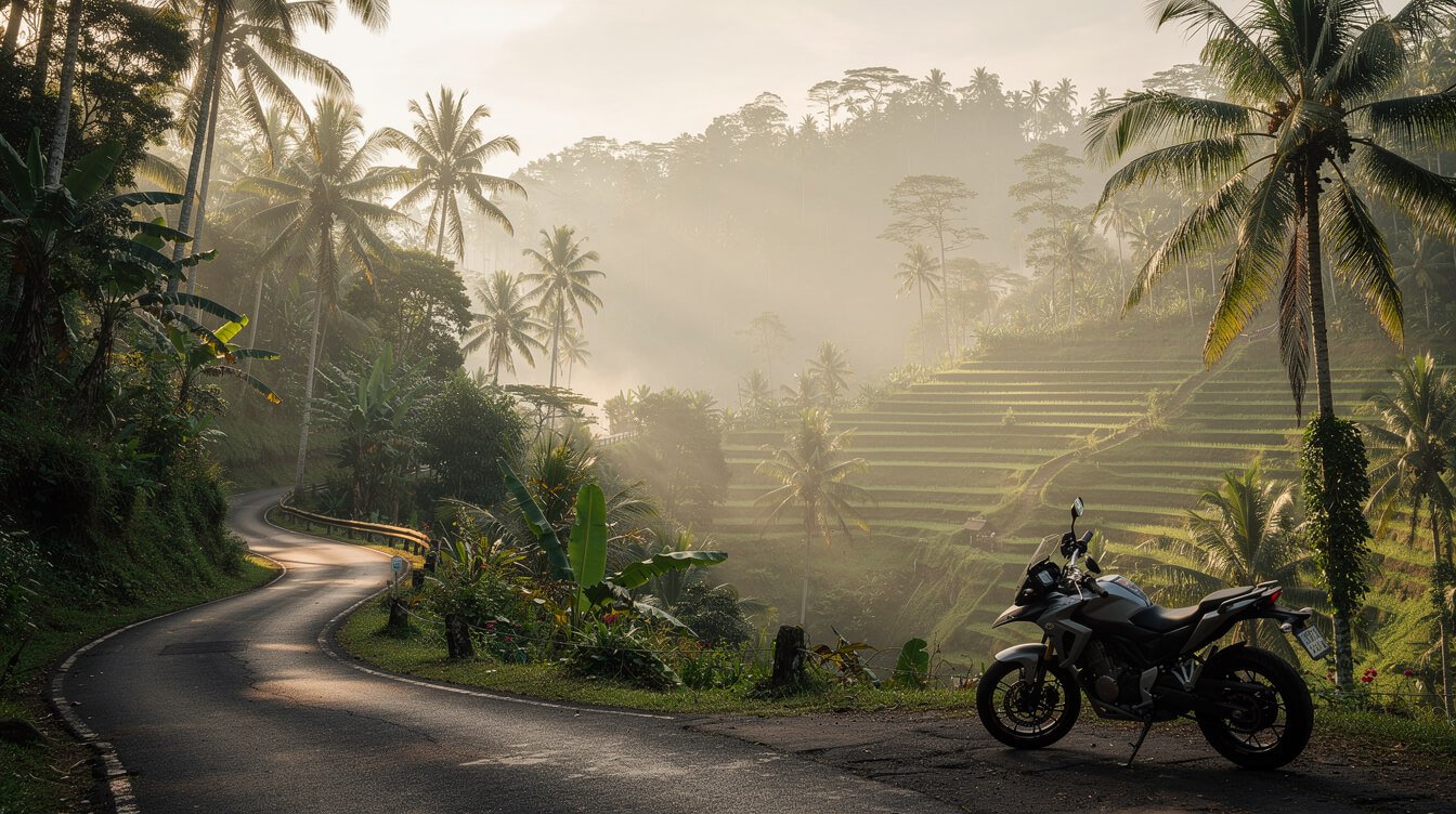 jungle road near Ubud Bali for waterfall trips