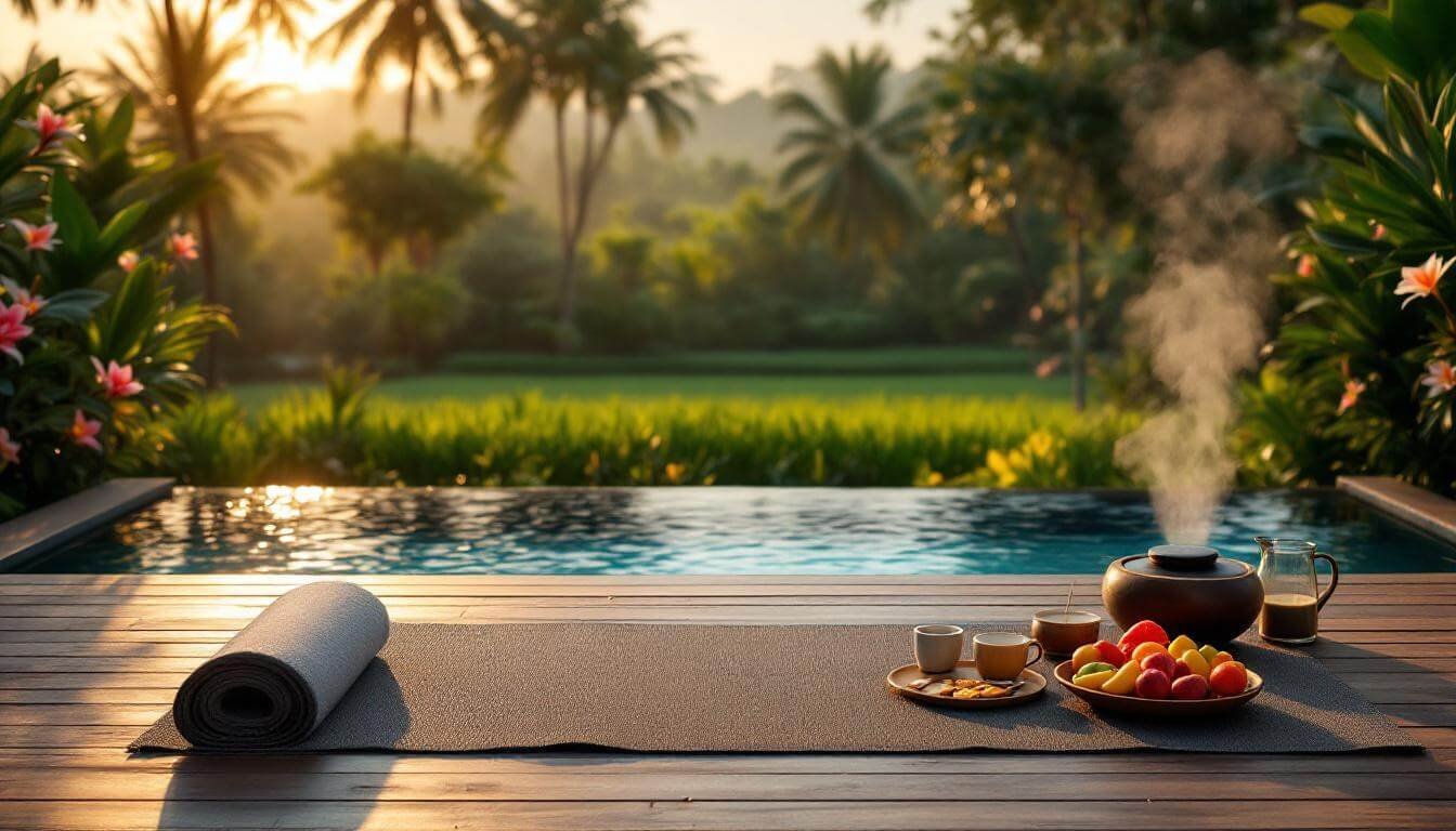 private villa yoga retreat bali with pool and garden