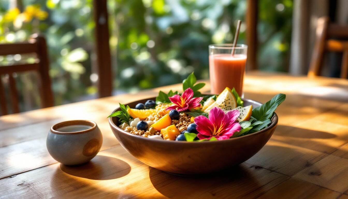 daily life during a yoga retreat in Bali