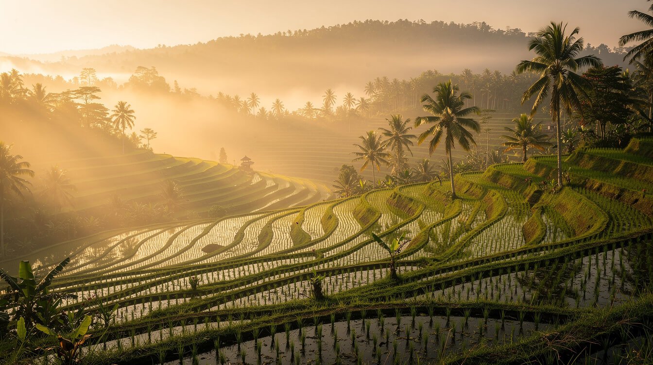 Ubud rice terraces at sunrise
