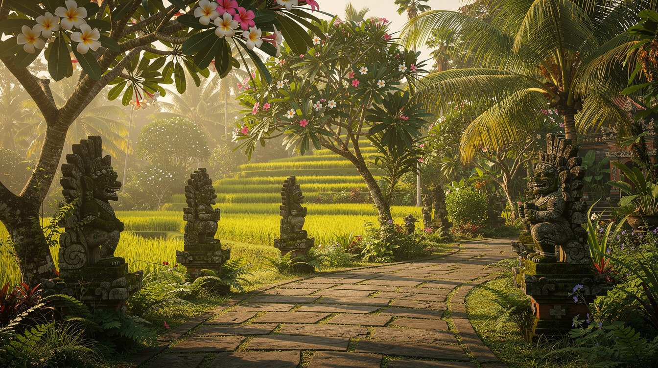 Tropical gardens at the Agung Rai Museum Ubud