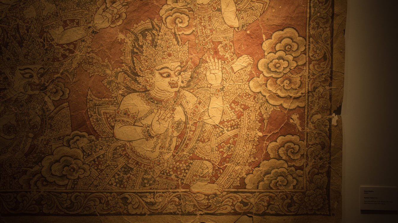 Traditional Balinese Kamasan painting at ARMA museum