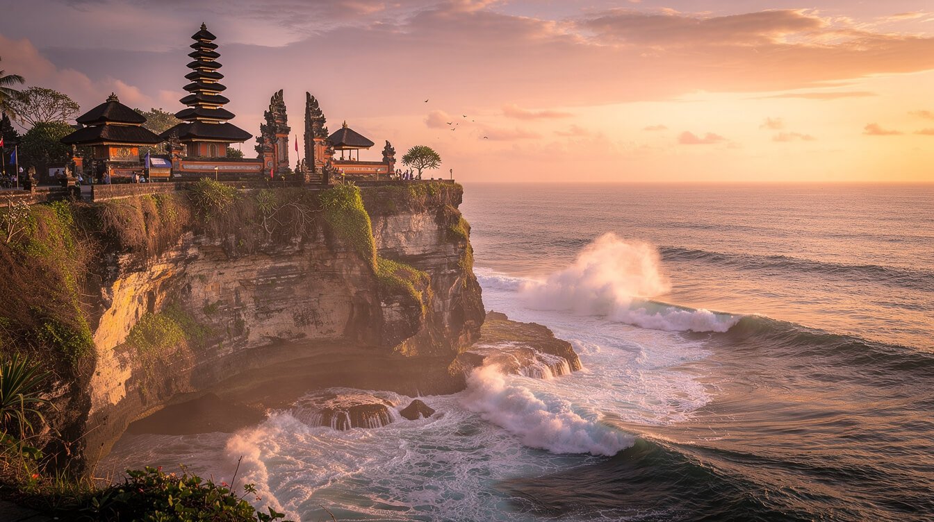 Uluwatu temple cliff at sunset during a 10 day Bali trip
