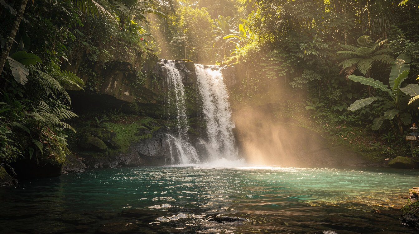 waterfall near Ubud on a Bali 10 day trip