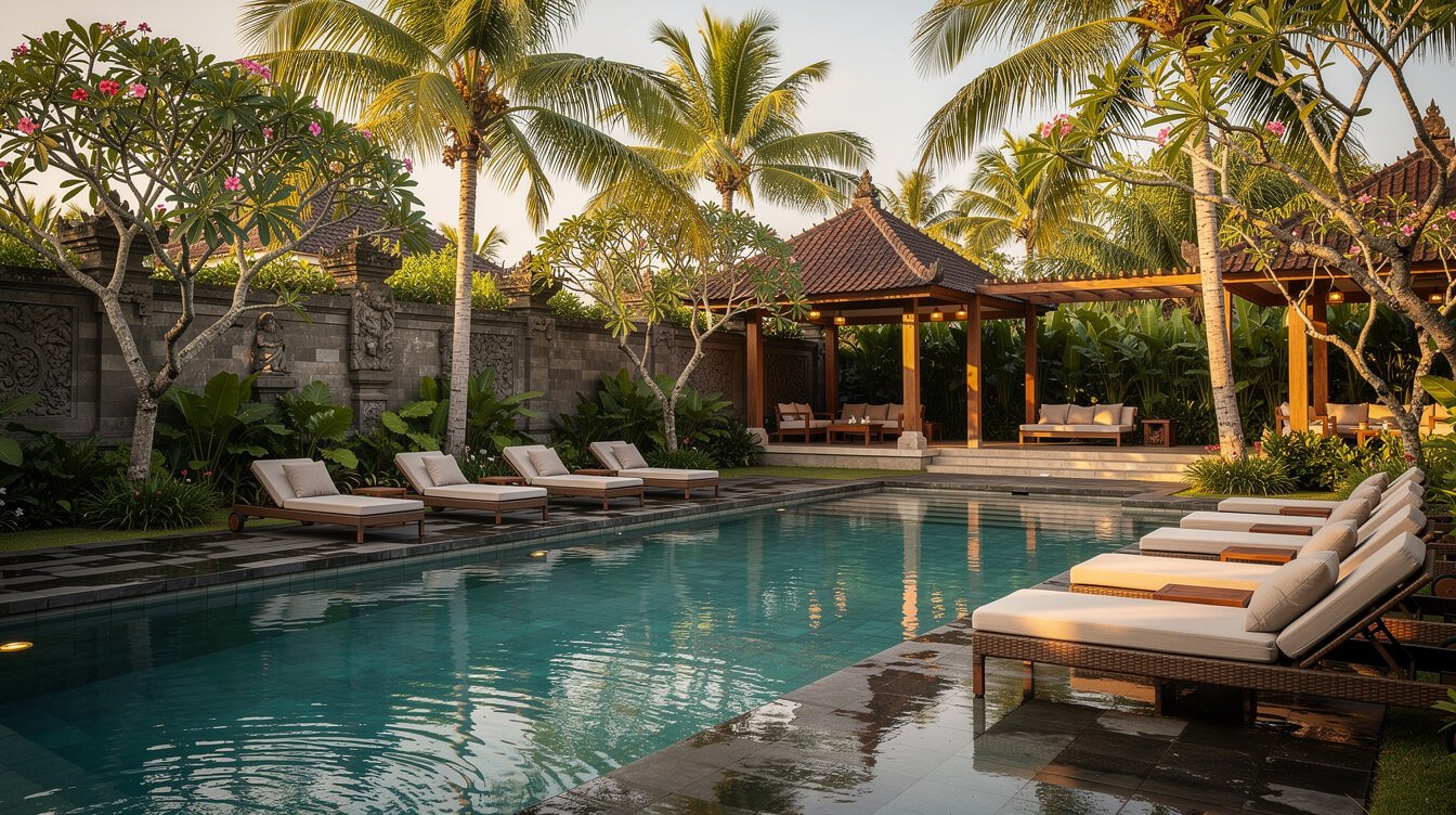Private villa pool deck in Bali