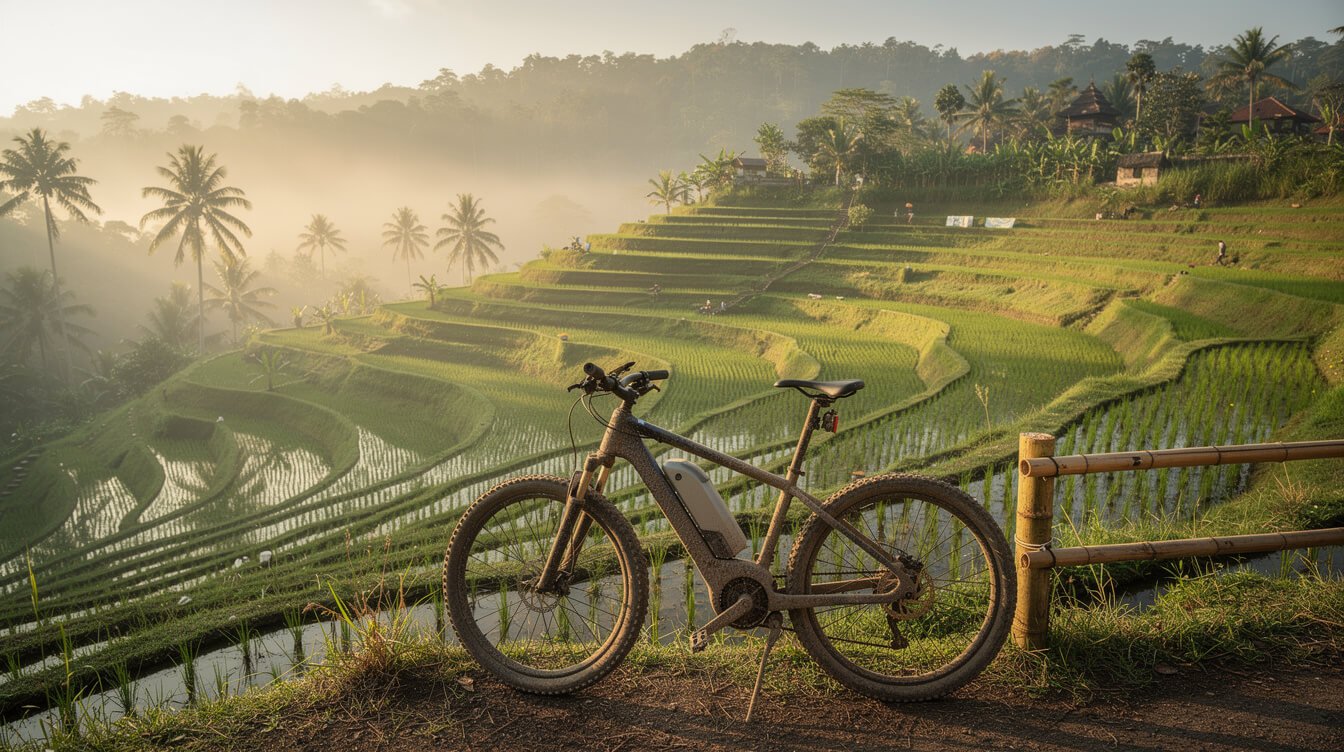 mountain biking through Bali jungle trails