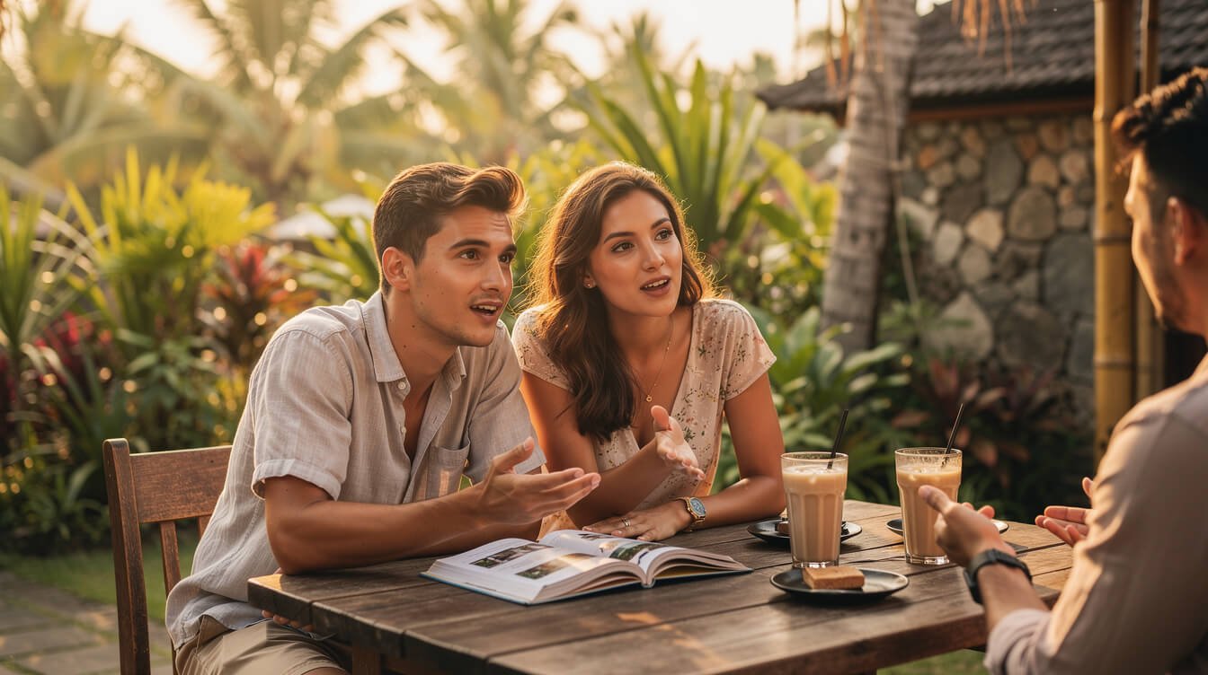 Couple planning their Bali elopement trip