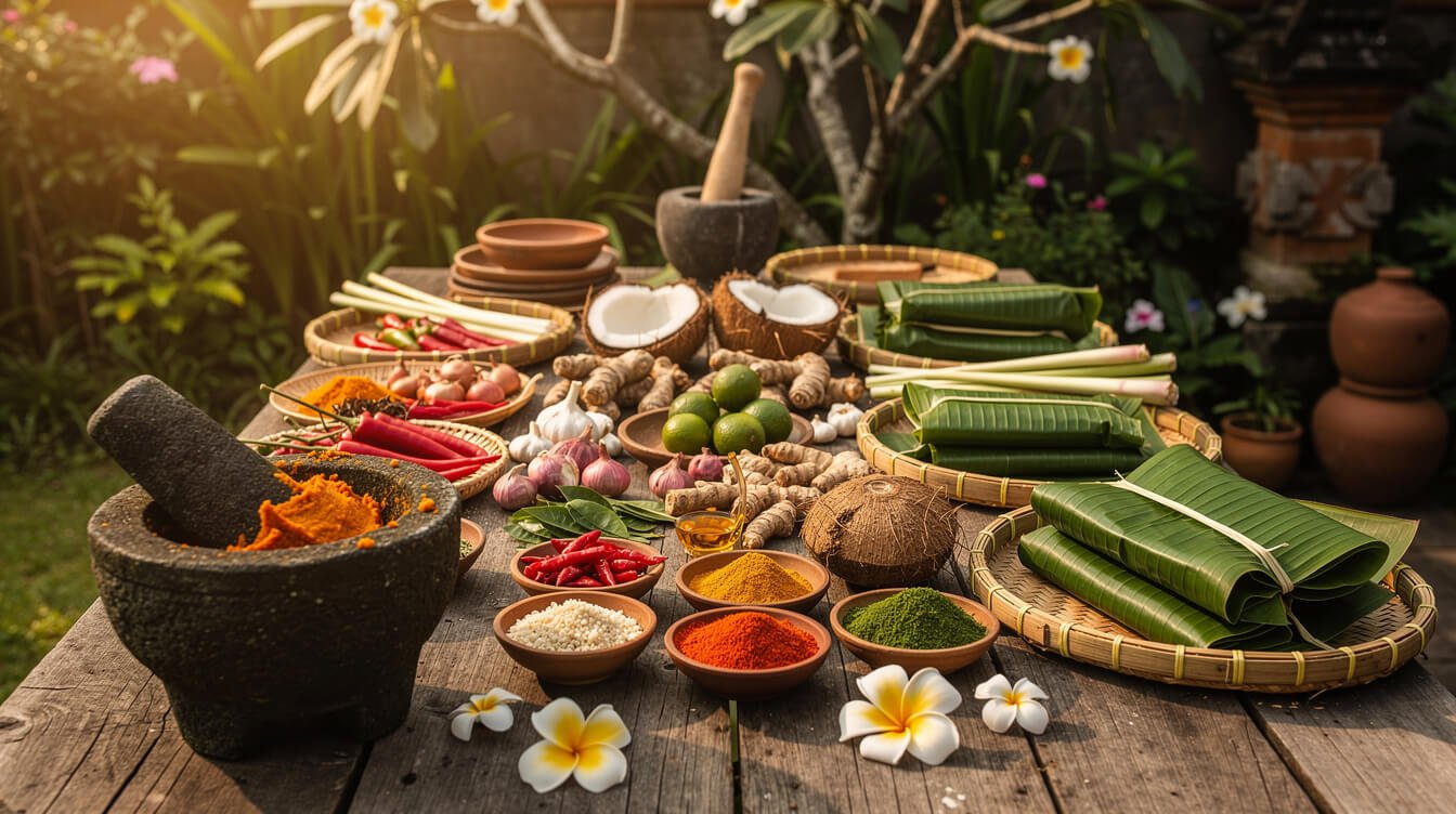 Balinese cooking class with fresh tropical ingredients in Ubud