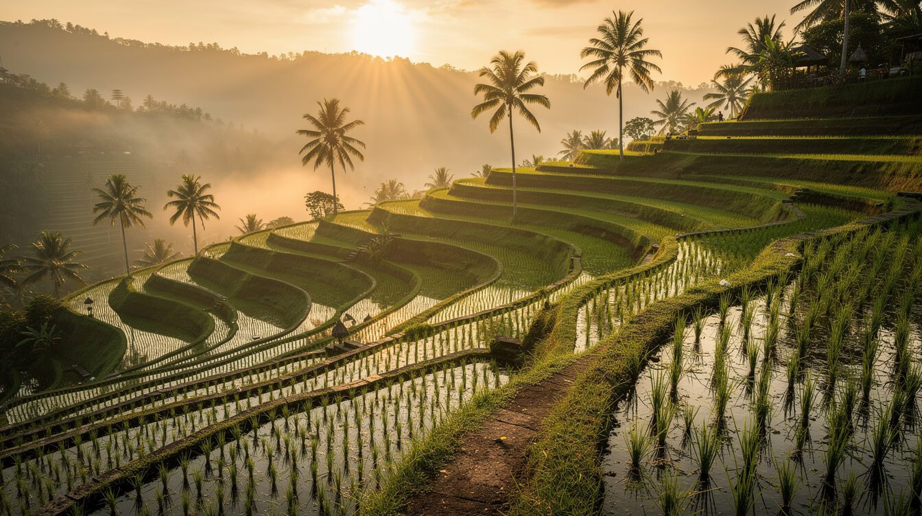 Tegallalang rice terraces morning walk in Ubud Bali