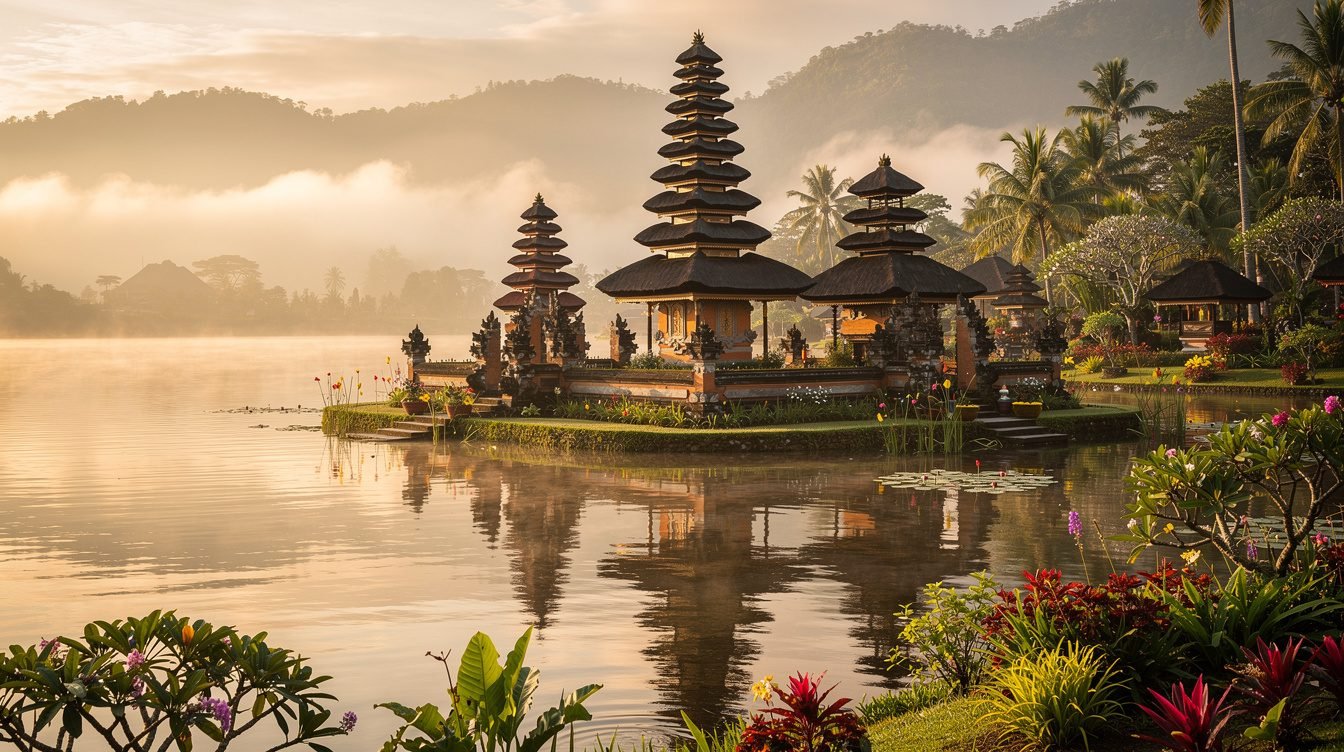 things to do in bali sacred temple reflected in still lake water