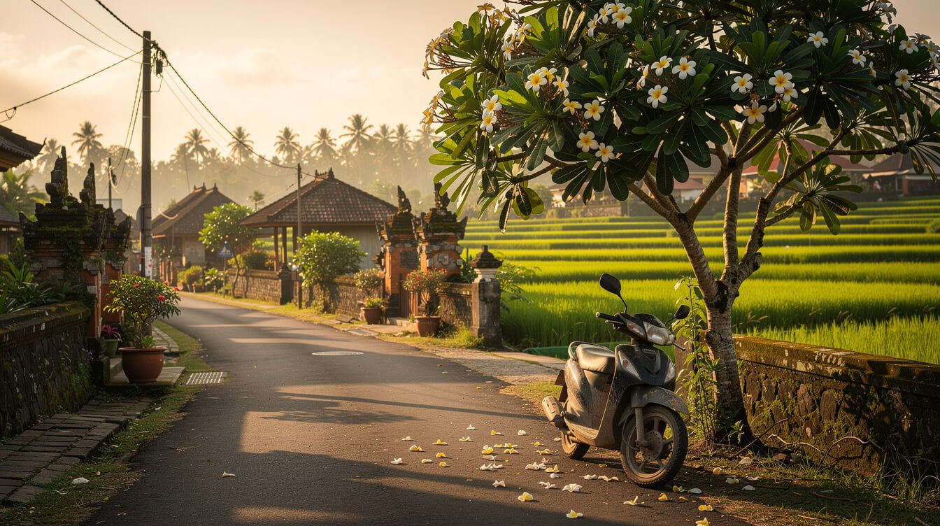 Getting around Bali by scooter and car on quiet Ubud roads
