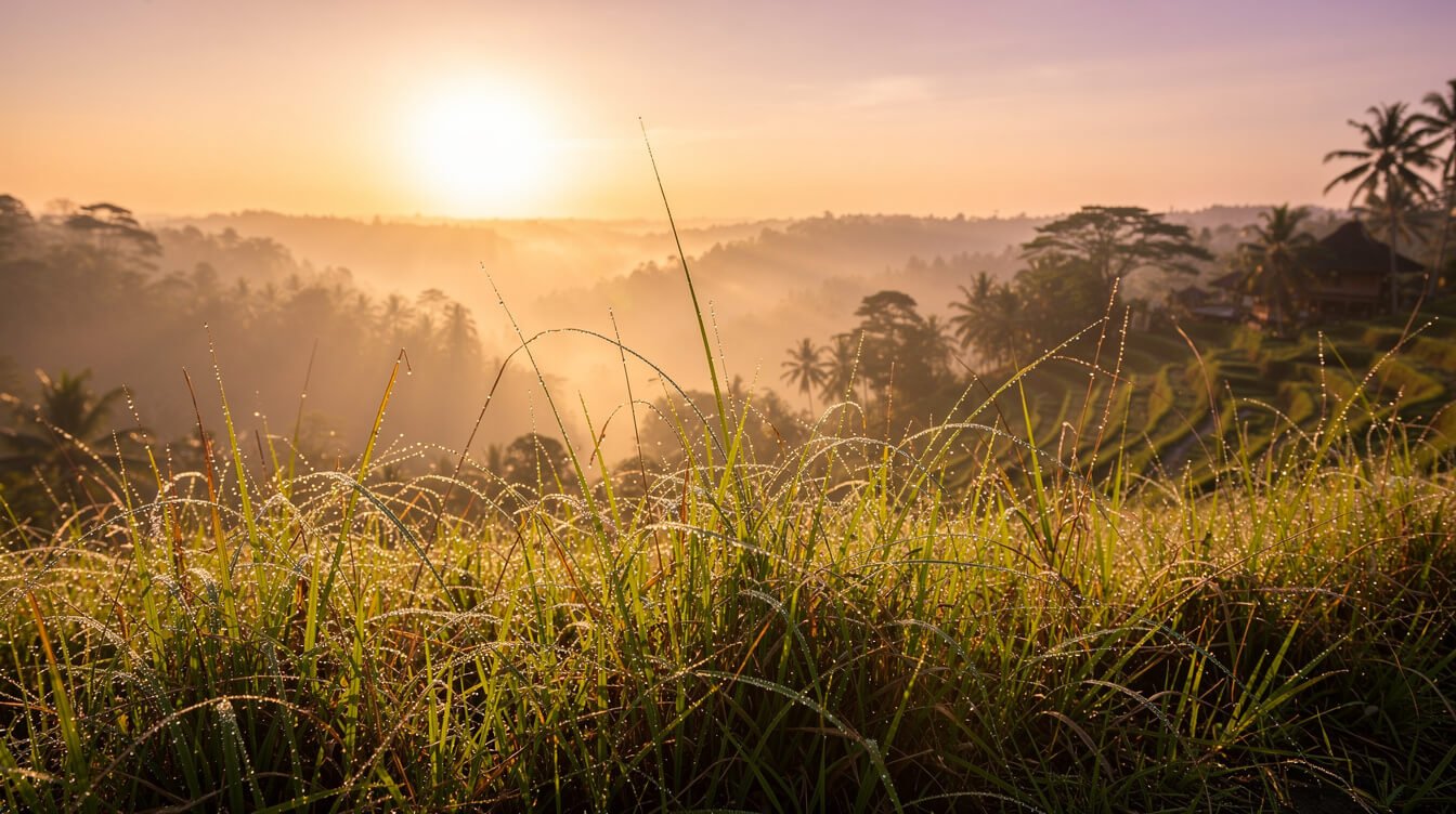 sunrise over the Campuhan Ridge Walk Ubud trail