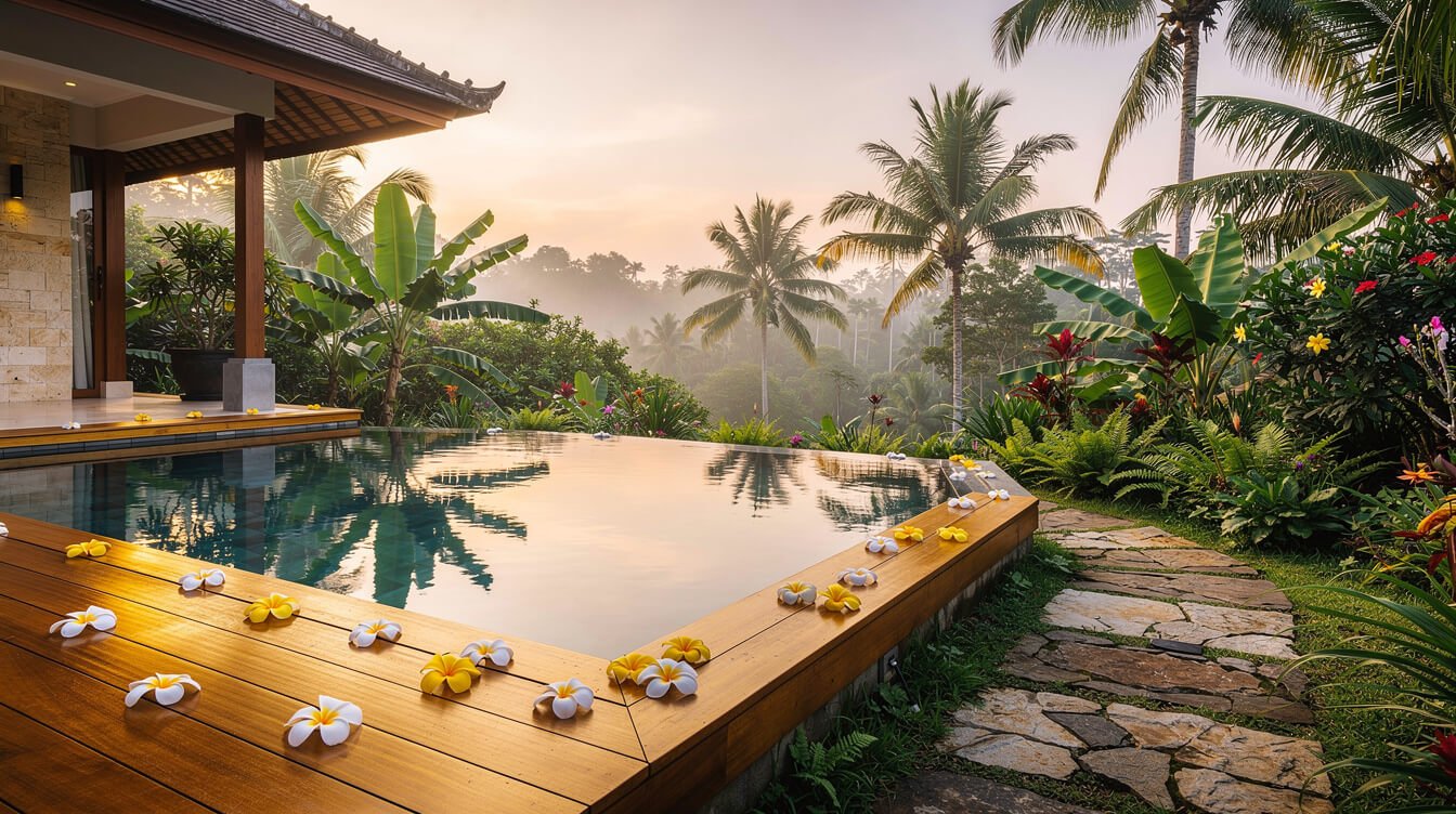 Villa Amrita pool deck Ubud