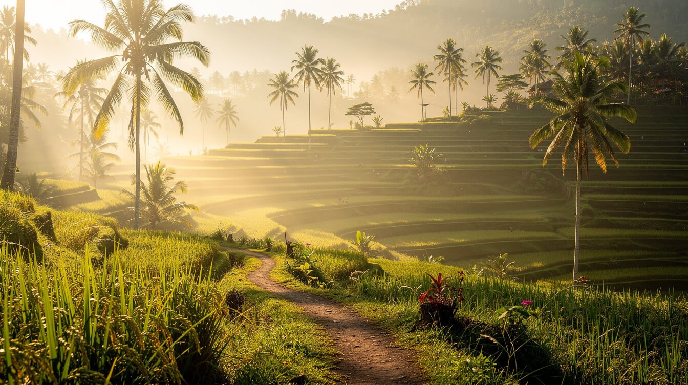 Ubud rice terraces at sunrise