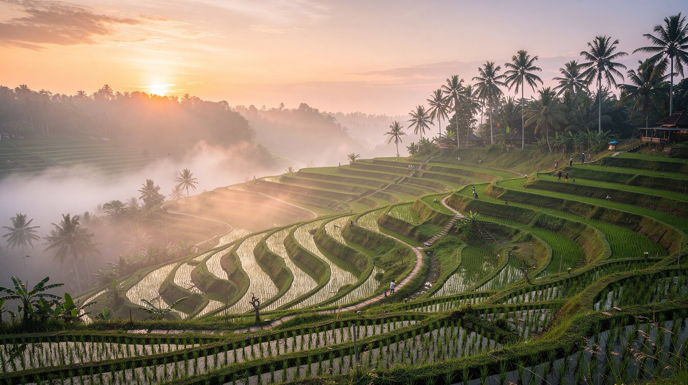 Ubud rice terraces at sunrise