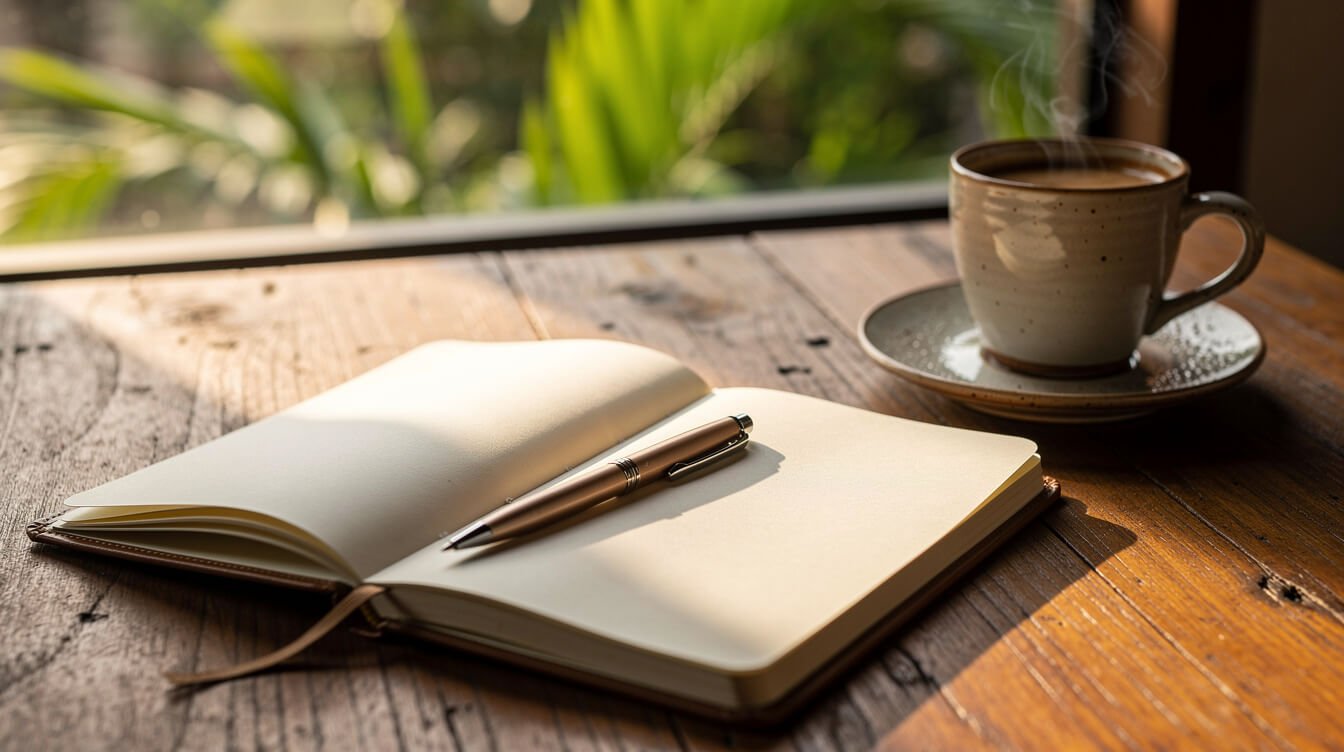 Travel notebook with Bali coffee