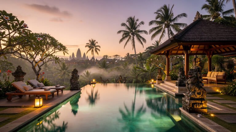 What the Evening Gamelan Sounds Like from the Pool Deck