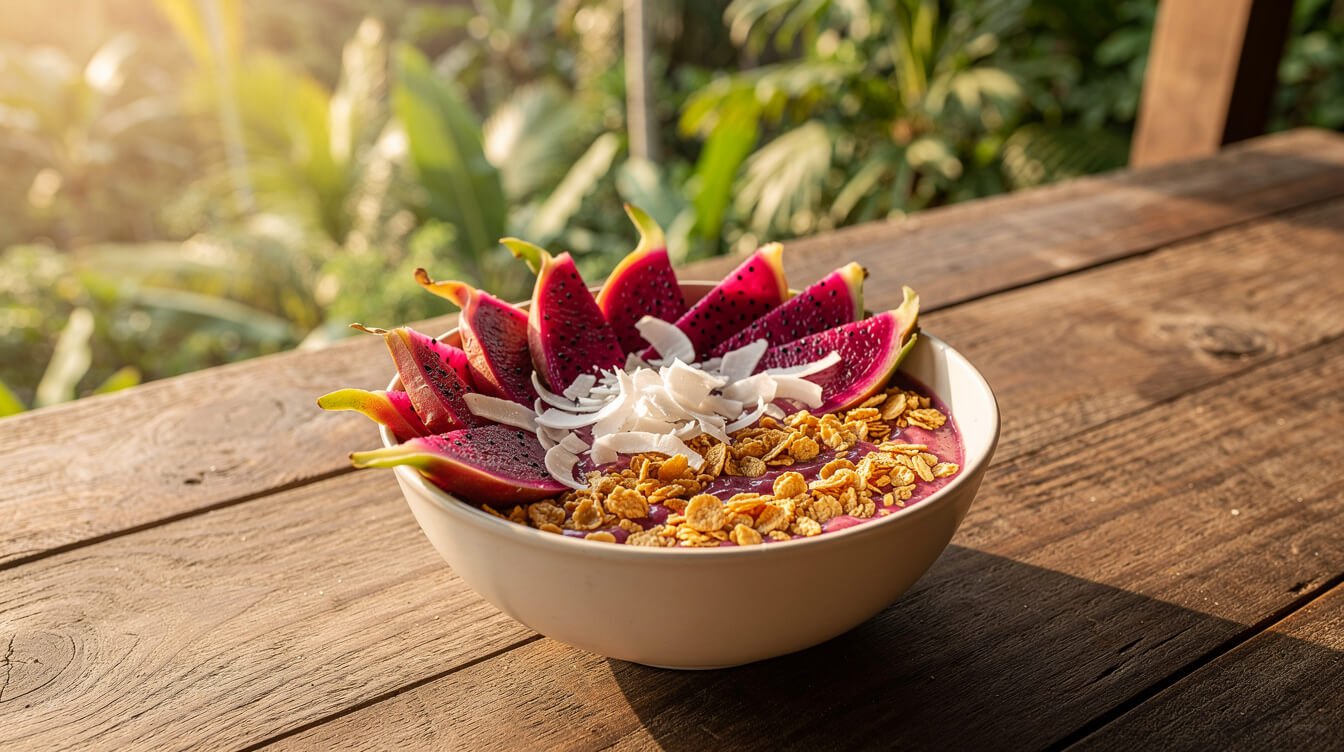 healthy smoothie bowl at Ubud vegan restaurant