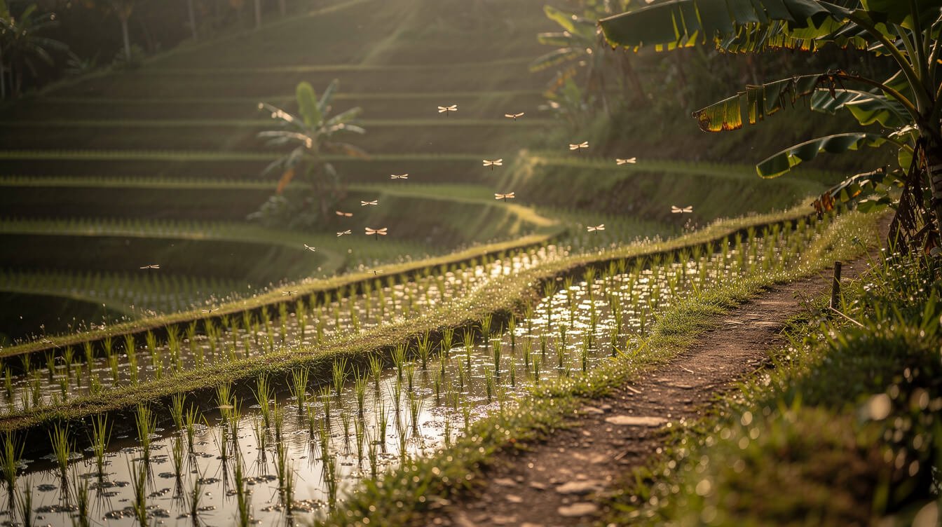 Hidden quiet rice terrace in rural Bali