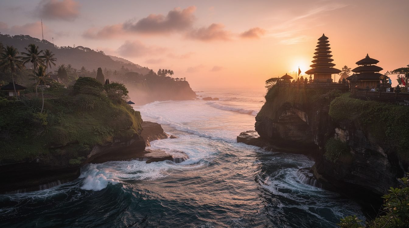 Bali coastline sunset showing different areas for luxury accommodation