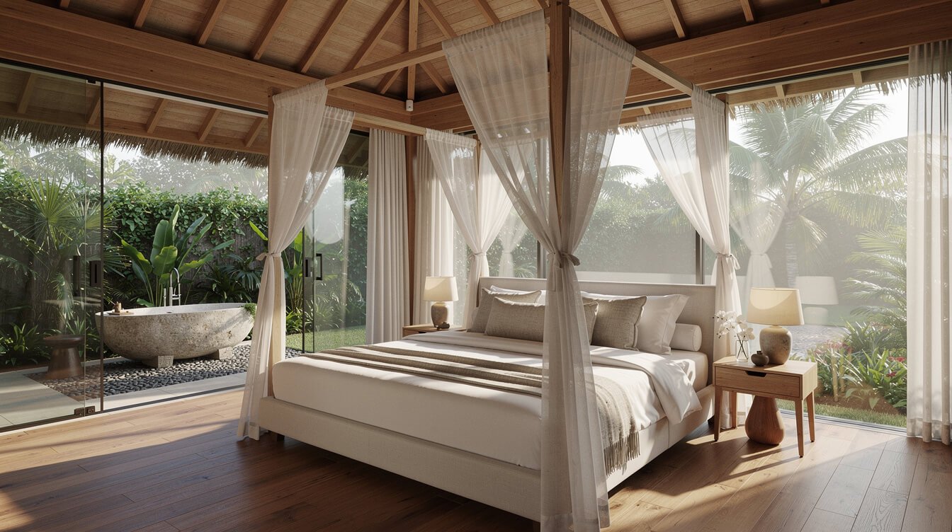 luxury villa bedroom interior Ubud Bali