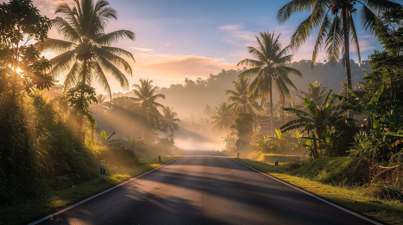 early morning road in Bali