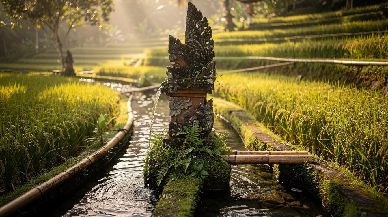 Traditional subak irrigation system Bali rice terrace