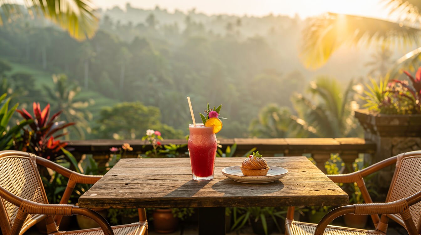café overlooking green valley near the Campuhan Ridge Walk