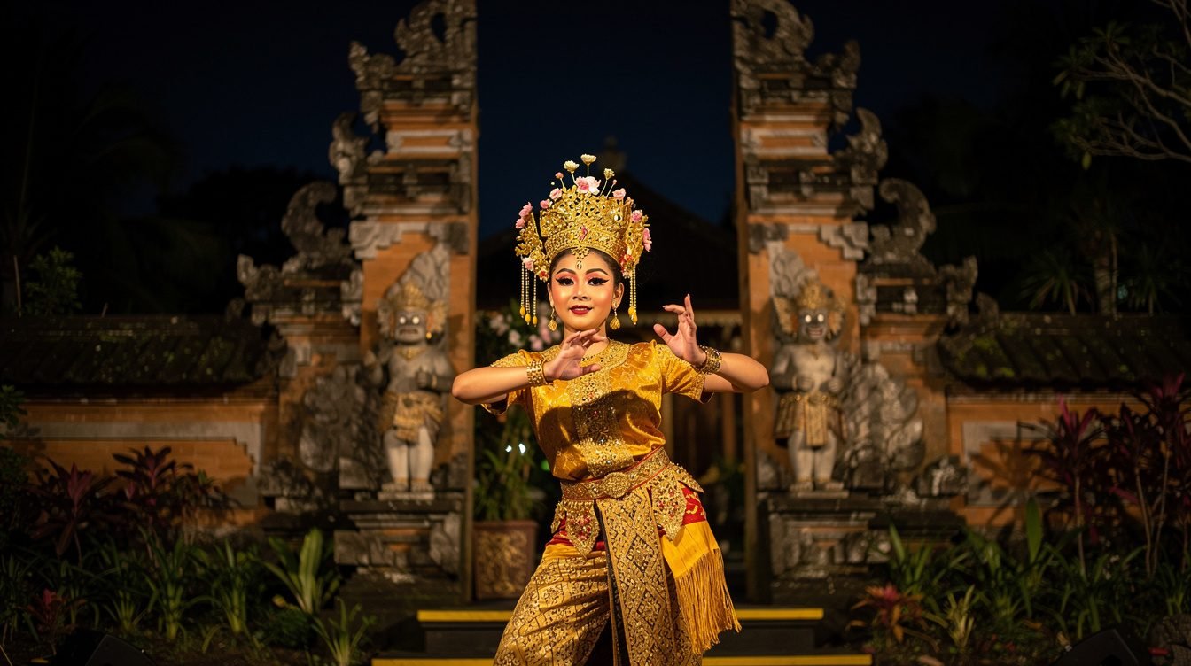 traditional Balinese Legong dance performance at ubud water palace