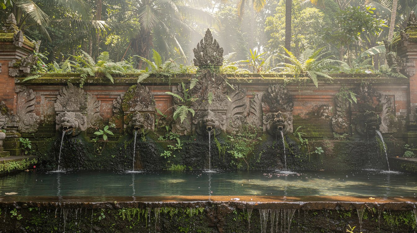 Balinese healing ceremony water purification Ubud