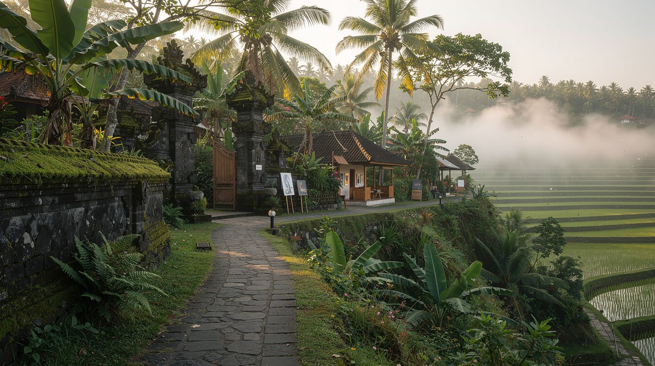 Penestanan ridge path with valley views in Ubud