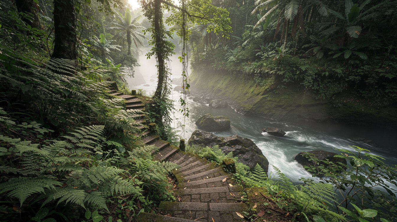 Jungle gorge walking trail near the Ayung River