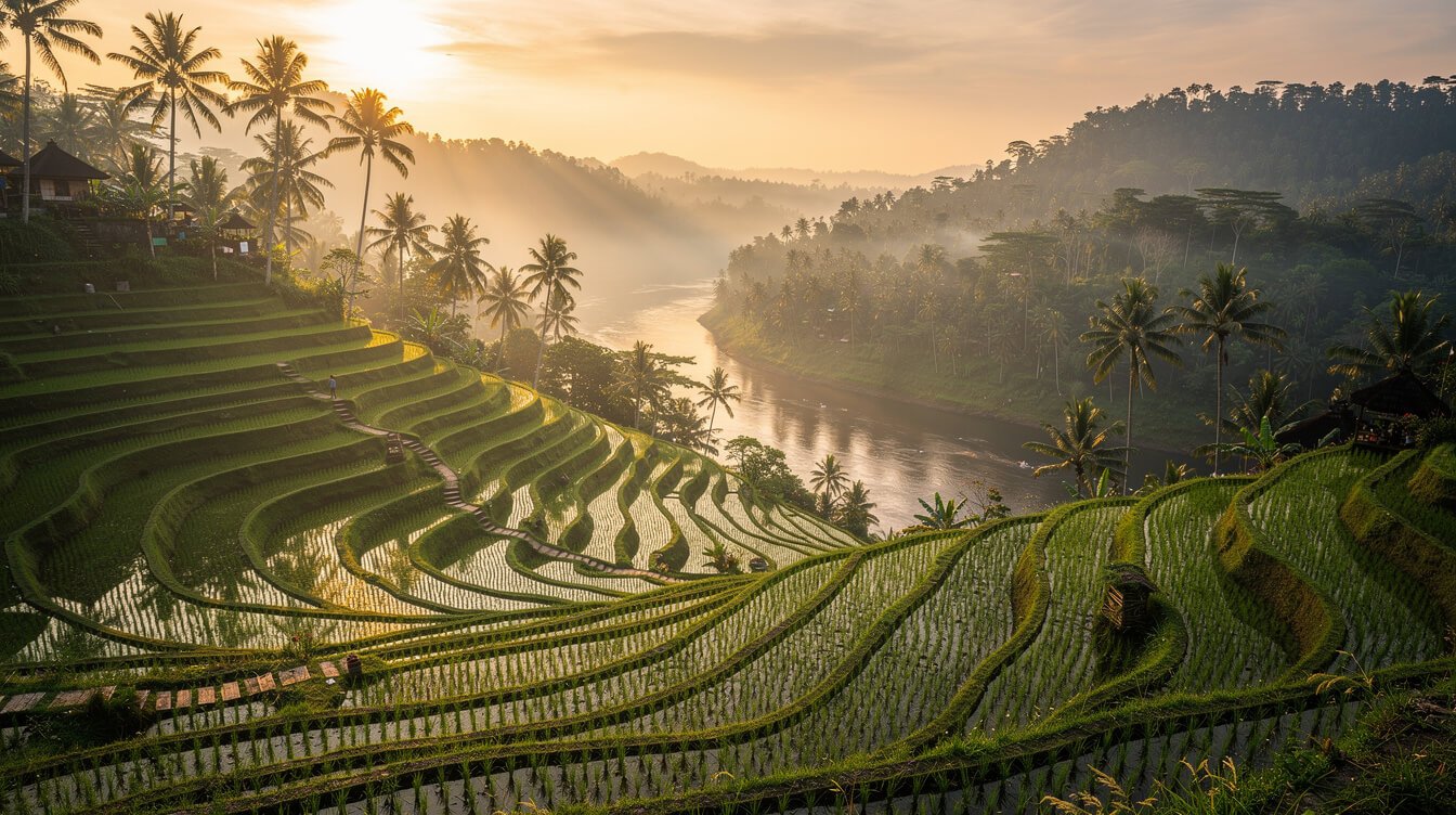 Ubud rice terraces at sunrise